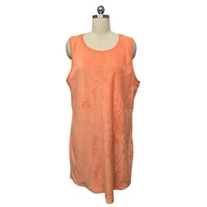 Beyond Yoga Terry Cloth Tank Dress Coral Orange Sleeveless Cinched Waist Size XL